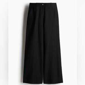 H&M Black Linen Blend Wide Leg Pants